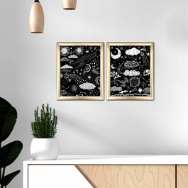 Wallity Cuadros Decorativos Enmarcados en MDF Multicolor (2 Piezas)